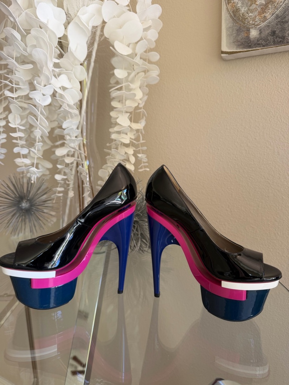 Authentic Versace Tripple Platform Patent Leather Platform Pumps 36 US 6